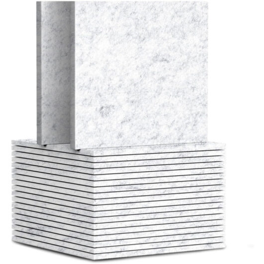 Self-Adhesive Acoustic Panels (12-Pack) - Polyester Fiber Soundproofing Panels, Gray, 30 x 30 cm