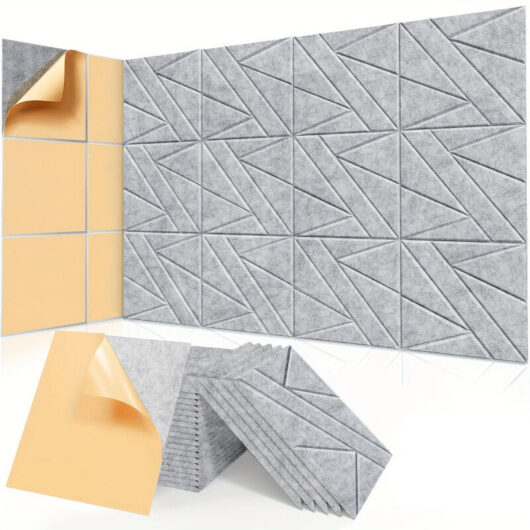 Self-Adhesive Soundproofing Panel Set (12-Pack) - Creatively Shaped Acoustic Insulation Panels, Light Gray, 30 x 30 cm