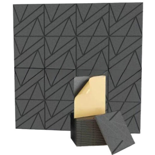 Self-Adhesive Soundproofing Panels (12-Pack) - Polyester Fiber Acoustic Insulation Panels, Dark Gray, 30 x 30 cm