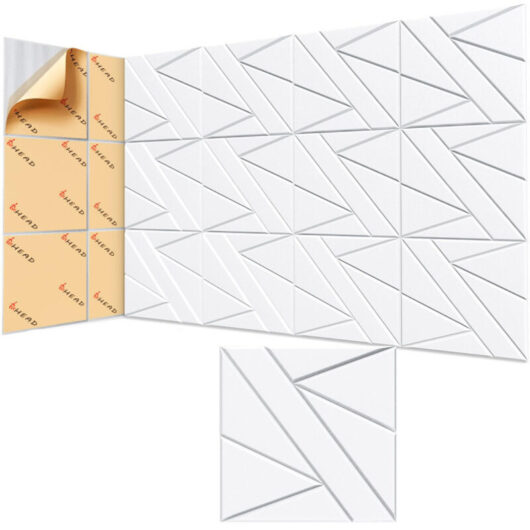 Self-Adhesive Soundproofing Wall Panels (12-Pack) - High-Density Sound-Dampening Wall Panels, White, 30 x 30 cm