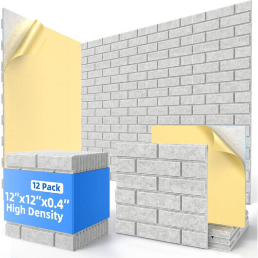 Set of 12 Adhesive Acoustic Panels 30×30×1 cm - High-Density Sound-Absorbing Foam for Walls, Office, Studio and Home, Simple Installation