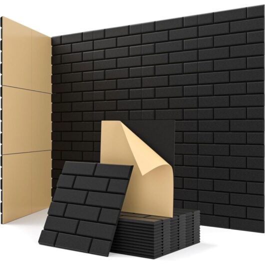 Set of 12 Self-Adhesive Acoustic Panels 30 x 30 cm - High Density Foam Sound Absorbing Wall Panels, Acoustic Absorption for Studio, Office and Home