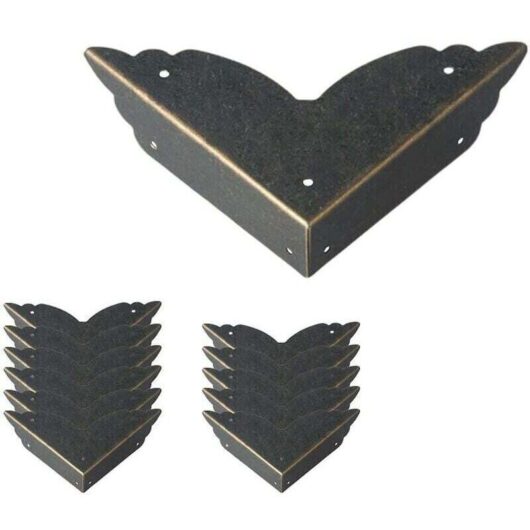 Set of 12 vintage metal corner protectors - Antique style - Furniture edge protection - For tables, chests, jewelry boxes