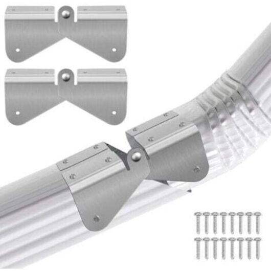 Set of 2 stainless steel gutter extension hinges, fold-down hinges with fixing screws, easy installation on rectangular or square downspout