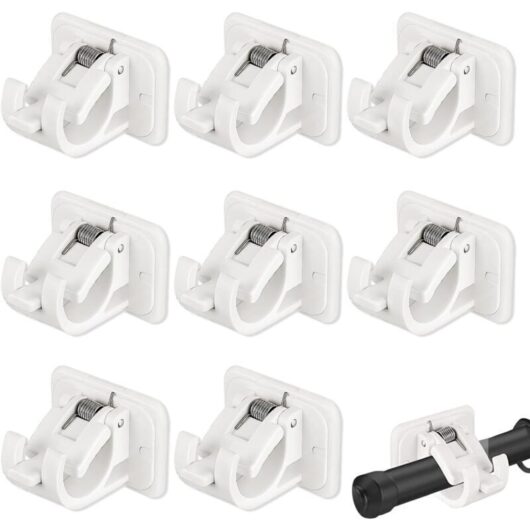 Set of 8 curtain holders without drilling, curtain rod holders without drilling, self-adhesive rod holders, self-adhesive curtain rod holder, for