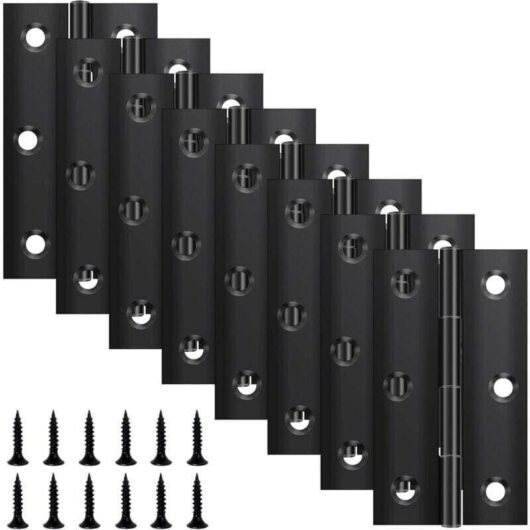 Set of 8 folding hinges 68 mm × 38 mm, black stainless steel hinge, piano hinge, small hinge, door hinge for doors, windows, cabinets with 48 screws