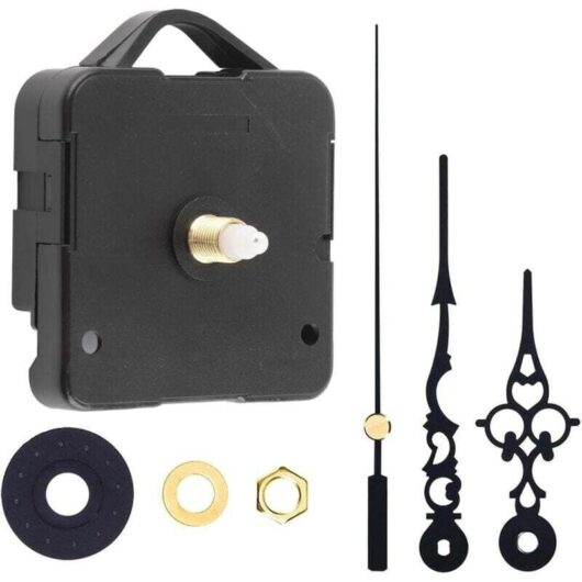Silent quartz clock movement, lightweight and durable battery-powered clock device for home decoration/Black seconds