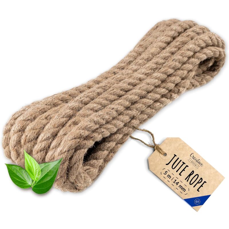 Strong & Durable Jute Rope for DIY 5m x 14mm