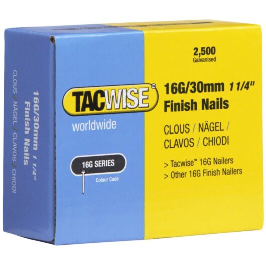 Tacwise - 16 Gauge Straight Finish Nails 30mm Pack 2500 TAC0293