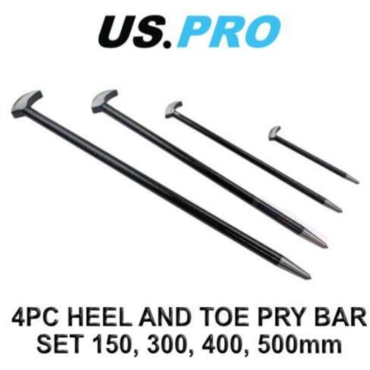 Us Pro - Pry Bars 4pc Heel Toe Bar Set Podgers Toe 150 300 400 500mm Prybar 6857