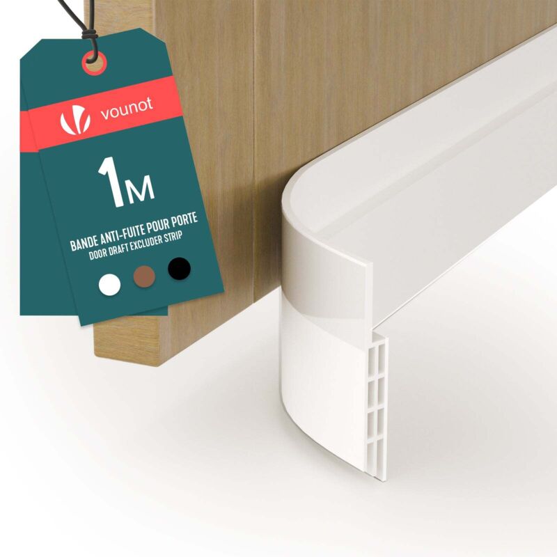 VOUNOT Door Draught Excluder Strip Draft Excluder Under Door 100x5cm, White