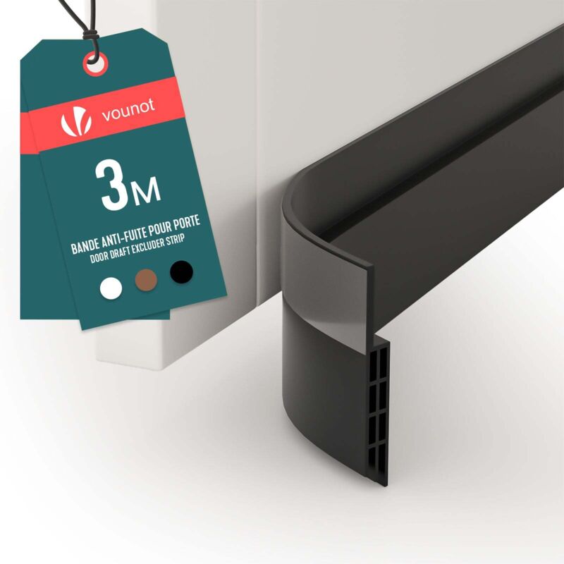 VOUNOT Door Draught Excluder Strip Draft Excluder Under Door 300x5cm, Black