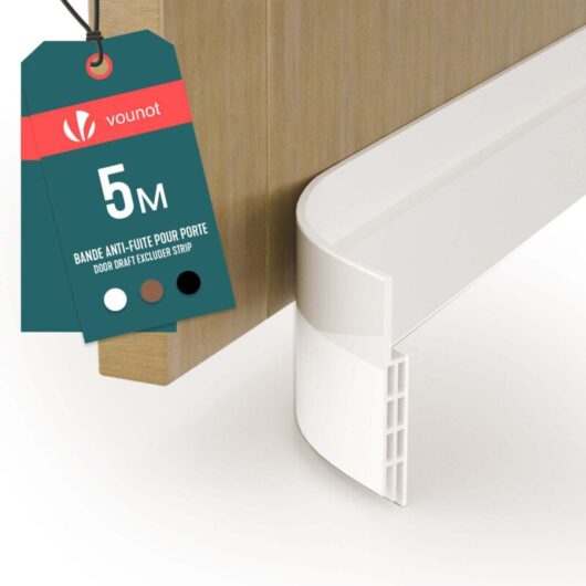 VOUNOT Door Draught Excluder Strip Draft Excluder Under Door 500x5cm, White