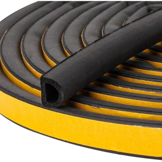 Weatherproof door seal, self-adhesive door and window gap seal, 6 meters/roll, black, 1412mm, type D